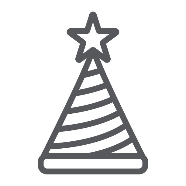 生日帽线图标，装饰和派对，派对锥标志，矢量图形，白色背景上的线性模式。图片下载