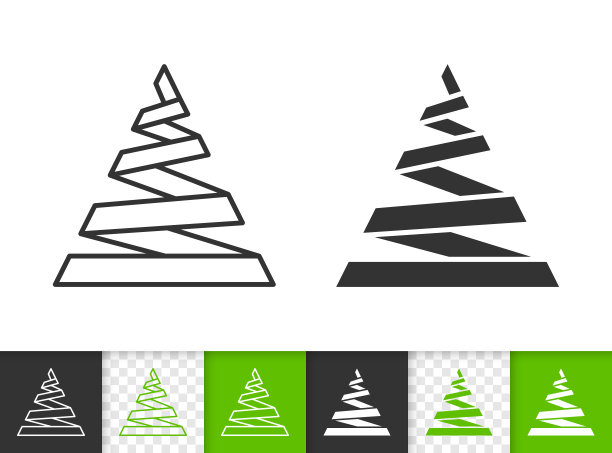 圣诞树简单的黑线向量图标图片下载