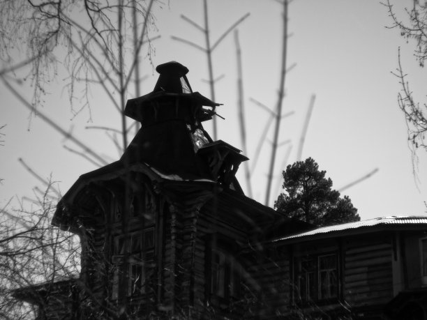 古老的乡村木屋在春天图片下载