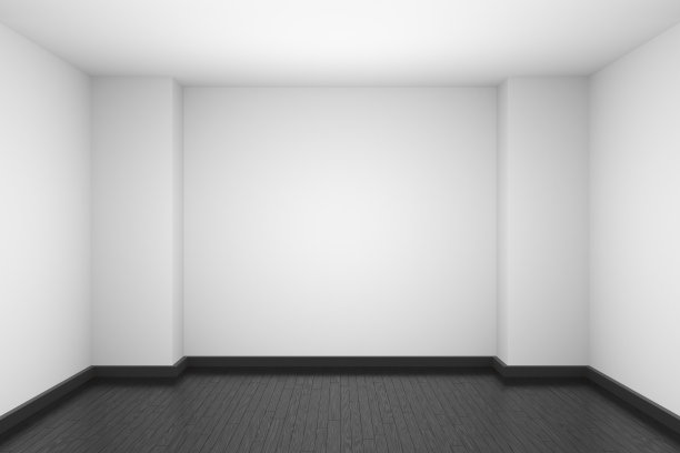 白色房间，黑色镶木地板。图片下载