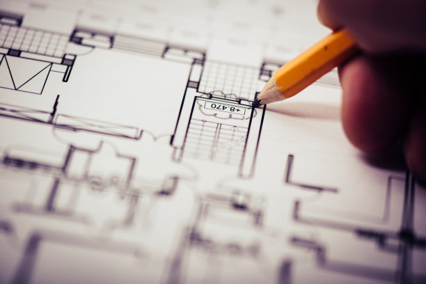 建筑蓝图与红色修订云图片下载