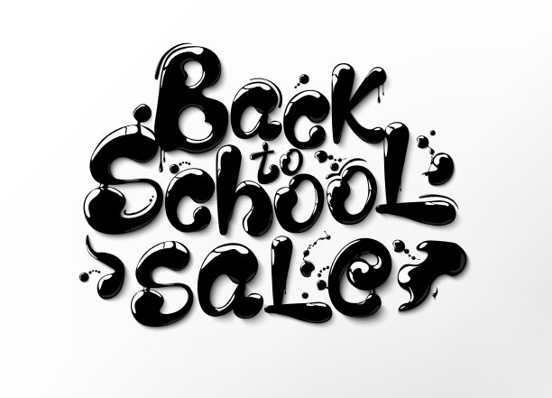 墨汁流动的字母形式回到学校。图片下载