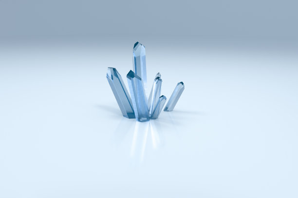 一簇魔法水晶聚集在一起，3d渲染。图片下载