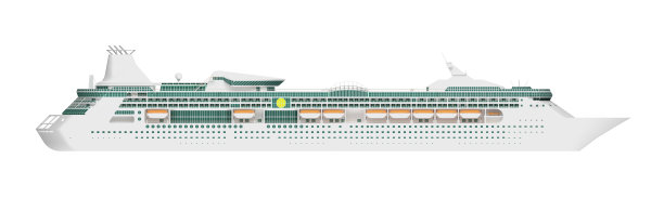 邮轮侧视图孤立的白色图片下载