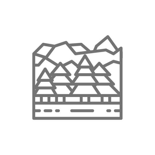 森林和山脉，加拿大景观线的图标。图片下载