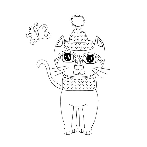 卡通猫的着色书或页面图片下载