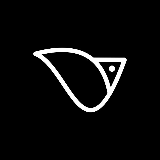 鸟的图标标志设计在黑色的背景。极简主义线条艺术概念。图片下载