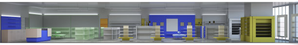 商店，商店，购物中心，室内可视化，3D插图图片下载