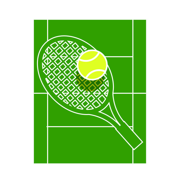 股票插图网球球拍和球在球场背景图片下载