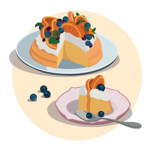 橘子和蓝莓黄油蛋糕图片下载