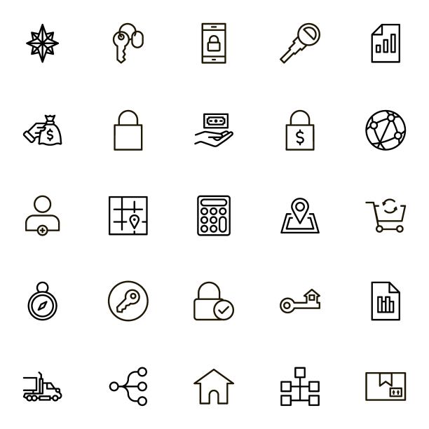 房地产线图标设置。图片下载