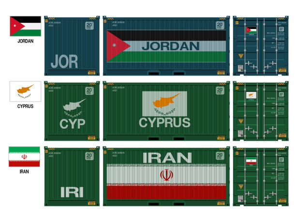 国家容器(约旦、塞浦路斯、伊朗)图片下载