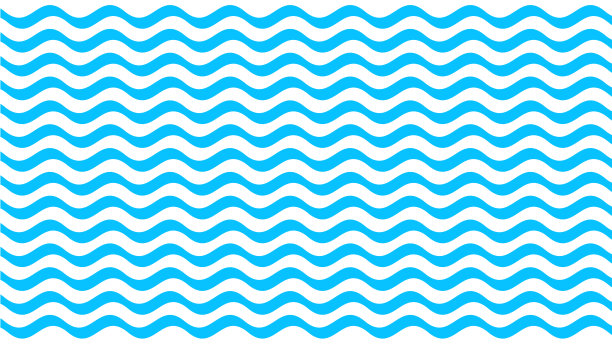 水波蓝线笔划在白色的背景上，水波蓝线流畅简洁，艺术线水波为横幅设计和复制空间，海浪为饮水符号图形的蓝色海浪图片下载