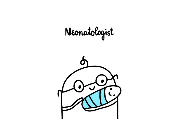 新生儿专家手绘矢量图。卡通医生和新生婴儿图片下载