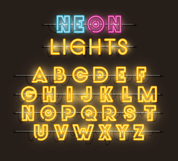 字母字体霓虹灯图片下载