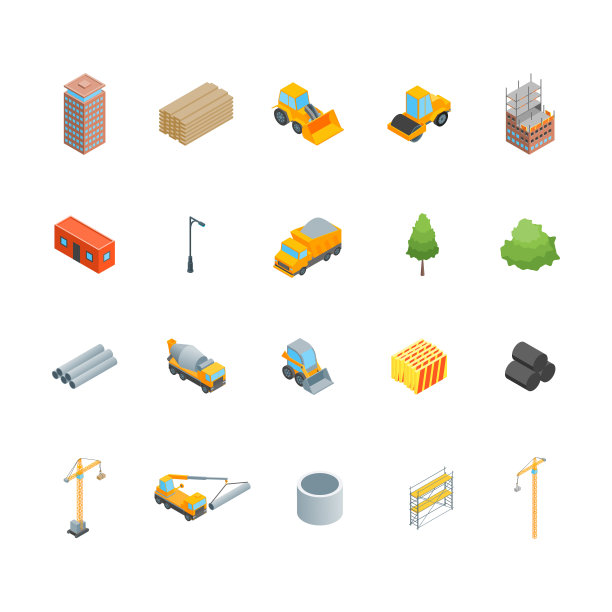 多层建筑概念图标三维等距视图的建设。向量图片下载