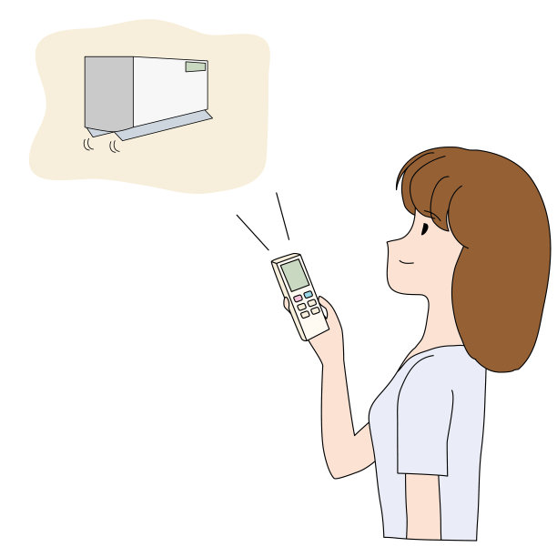 一个女人打开房间里的空调的插图。图片下载