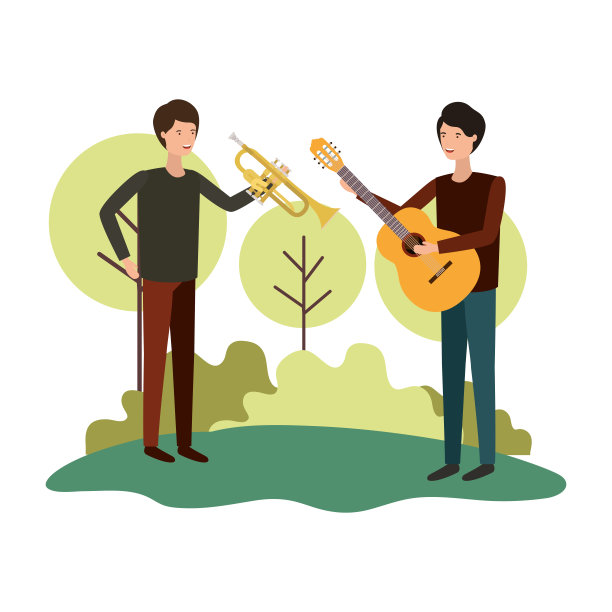 风景中的人与乐器图片下载