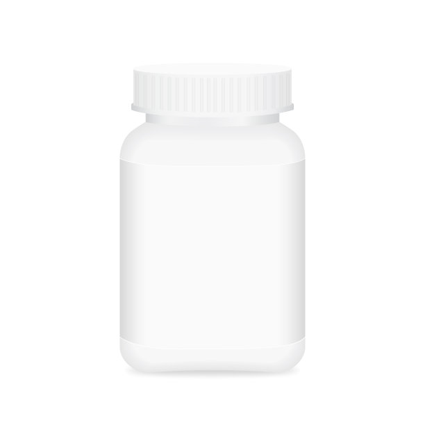 白色药瓶和白色标签，瓶身塑料白色包装为模板设计白色背景，包装瓶包装药丸、药品、维生素、片剂、补品图片下载