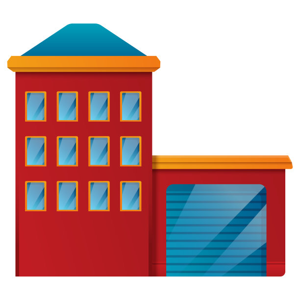 消防站卡通图标，矢量插图图片下载