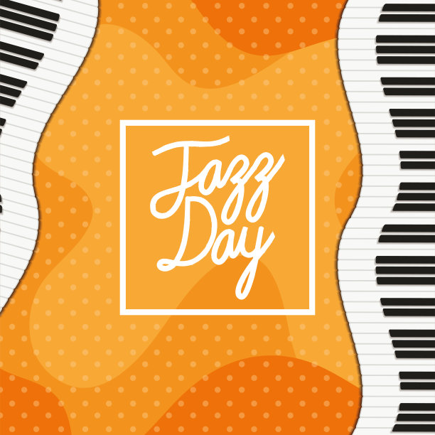 爵士日海报与钢琴键盘图片下载