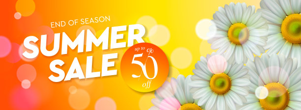 夏季销售模板，网页横幅，矢量插图。图片下载