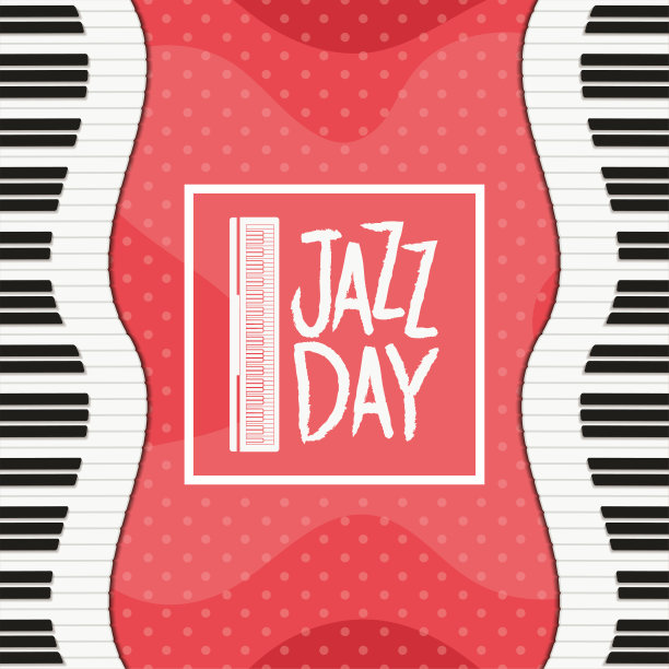 爵士日海报与钢琴键盘图片下载