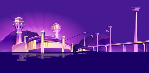 晚上霓虹灯机场图片下载