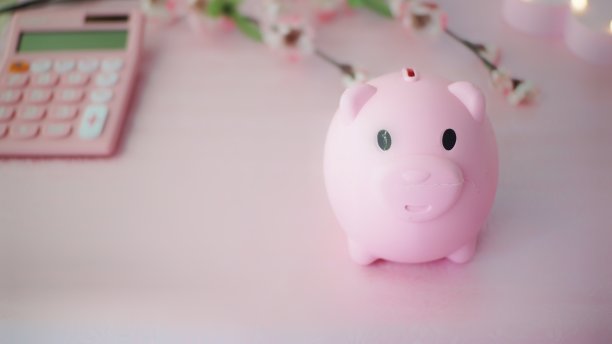 粉色塑料储蓄罐软焦点图片下载