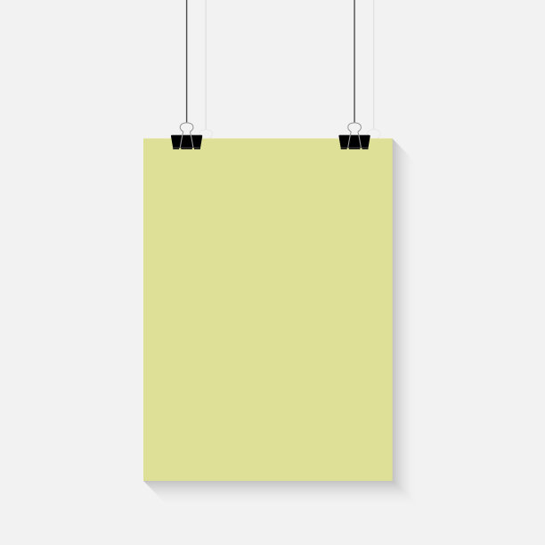 空A4大小的矢量纸框架模型悬挂与回形针-股票矢量。图片下载