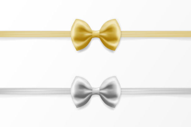 现实的金和银蝴蝶结图片下载