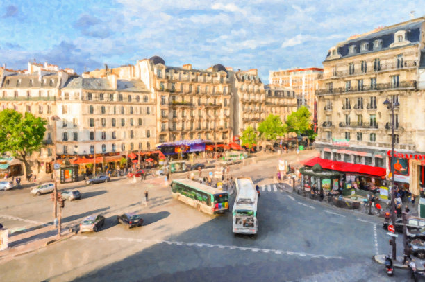 巴黎街景插图图片下载