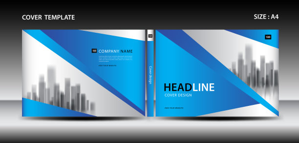 蓝色封面设计模板为杂志，广告，演示，年度报告，书籍，传单，海报，目录，印刷媒体，时事通讯，商业小册子传单，水平布局矢量。A4图片下载