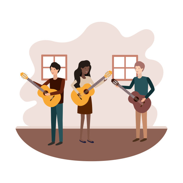 客厅里一群人拿着乐器图片下载
