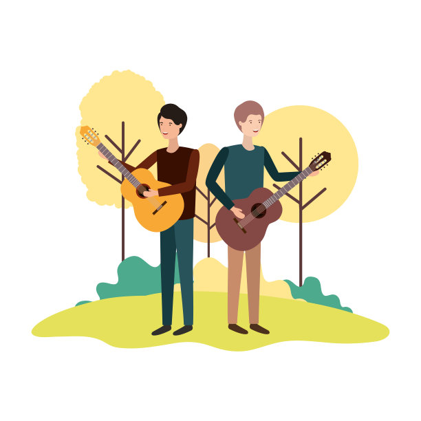 风景中的人与乐器图片下载