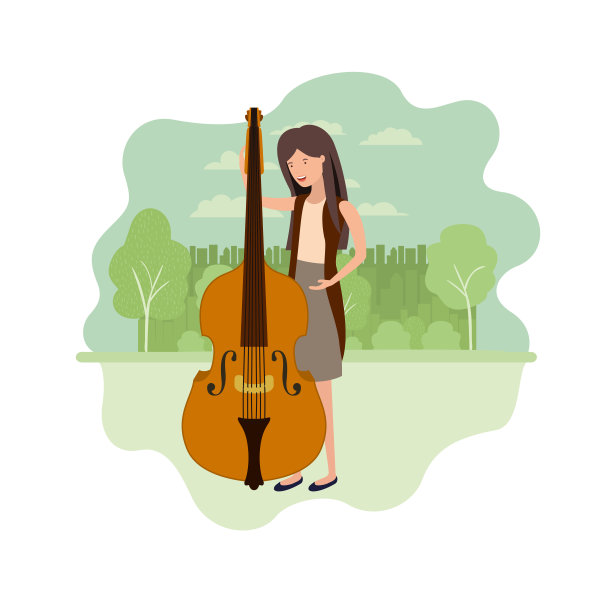 女子与小提琴在风景头像字符图片下载