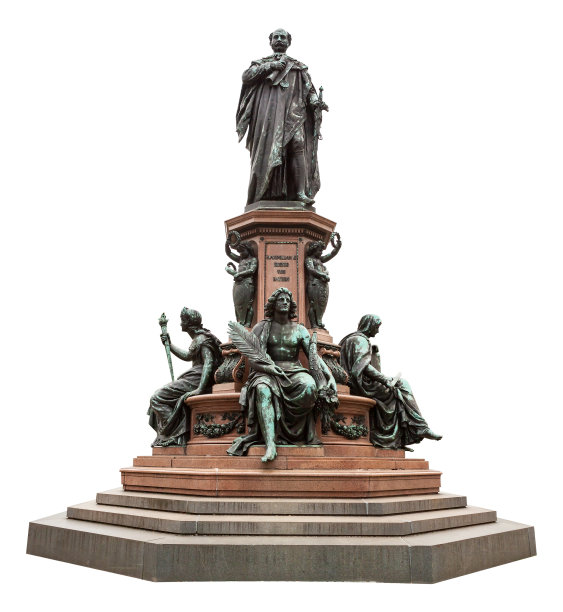 德国慕尼黑，马西米兰二世国王纪念碑，白色孤立图片下载