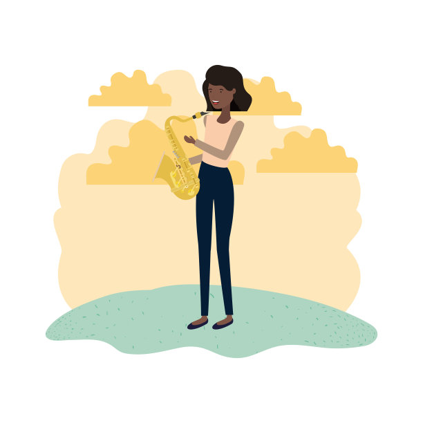 女人萨克斯管在风景头像字符图片下载