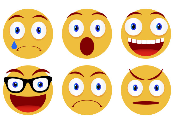 笑脸的集合。表情符号，白色背景上的表情符号。矢量图图片下载