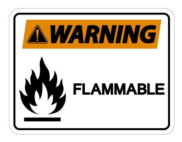 白色背景易燃警告标志，矢量插图图片下载