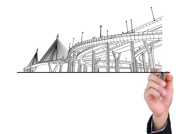 商人在白色背景上画出孤立的高速公路图片下载