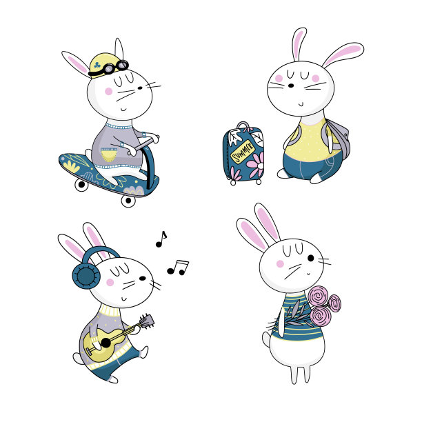 收集不同颜色的野兔图片下载