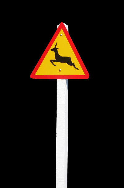 小心黑色背景上的鹿标志图片下载