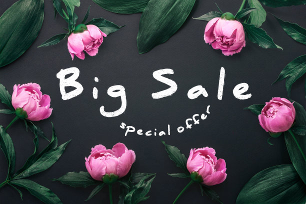 黑色背景牡丹大销售模板图片下载