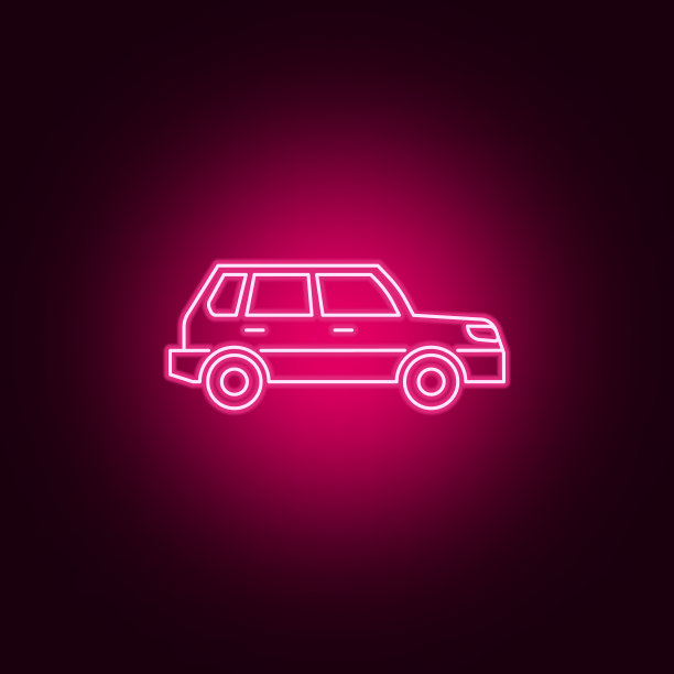 汽车霓虹灯图标。传输集的元素。简单的图标为网站，网页设计，移动应用程序，信息图形图片下载