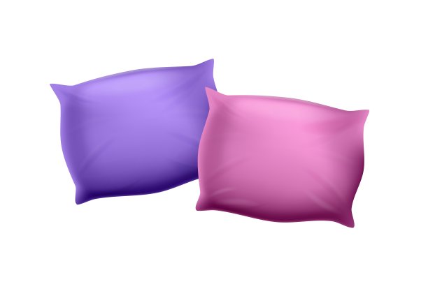 粉色和紫色装饰枕头白色背景图片下载