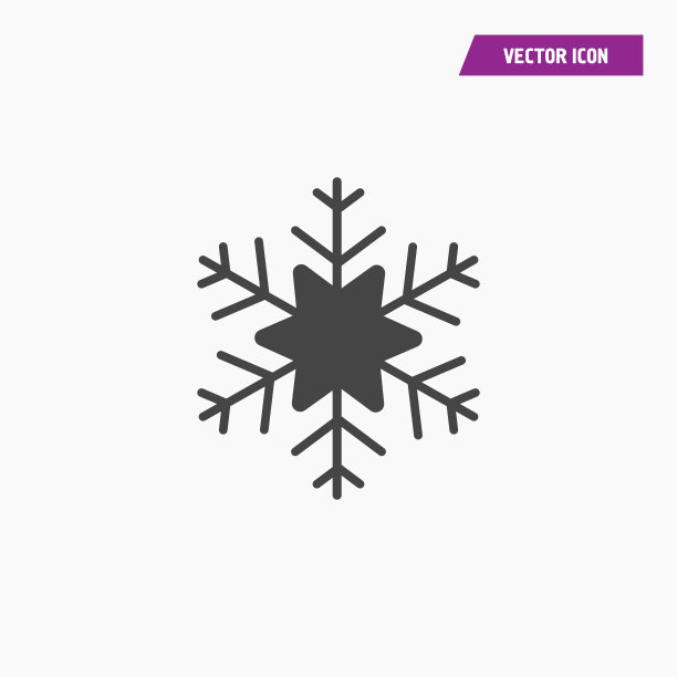 灰色背景上的黑色雪花矢量图标图片下载
