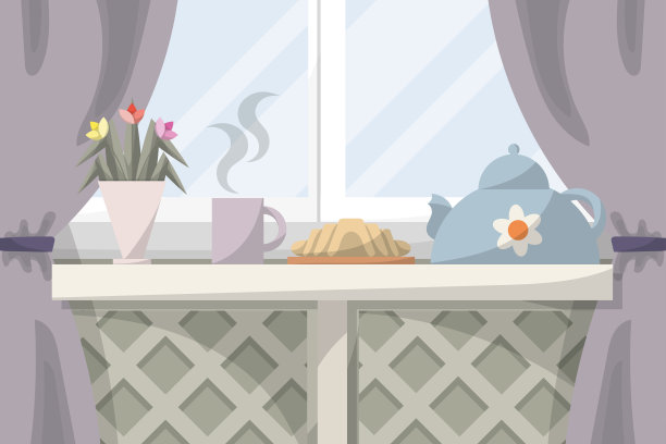 平铺式早餐场景。图片下载