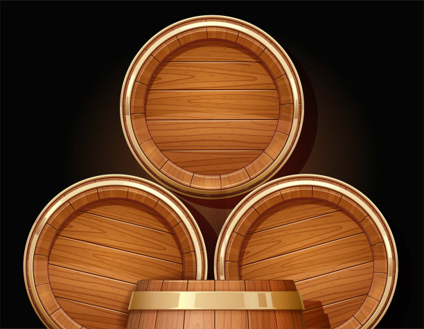木制的桶。存放葡萄酒、啤酒和饮料的容器。矢量插图。图片下载