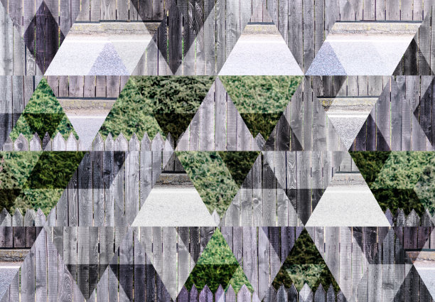 抽象三角形马赛克背景:木栅栏图片下载
